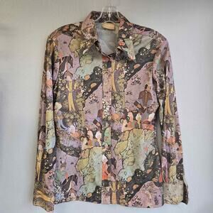 Vintage 70s Pierre II Alexi Persian Miniature Print Blouse